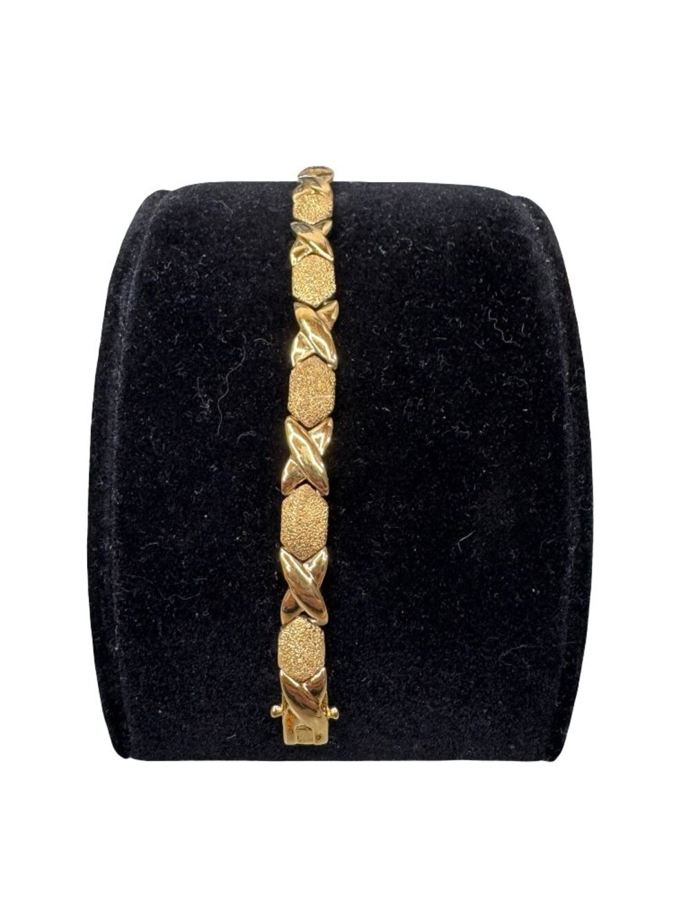 Gold Tone Textured X-Link Women's Bracelet